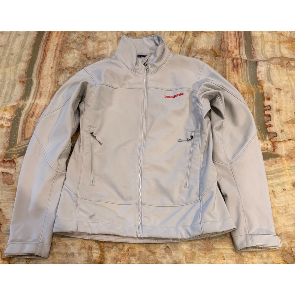 Patagonia Womens Adze Softshell Jacket Light Gray Full Zip Long Sleeve Size S